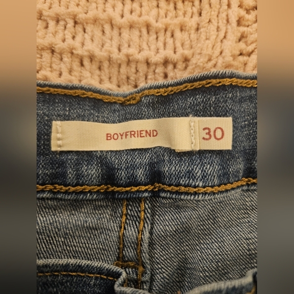 Levi's Womens Boyfriend Jeans 30 Tapered Mid Rise Distressed Stretch Blue - Picture 5 of 6